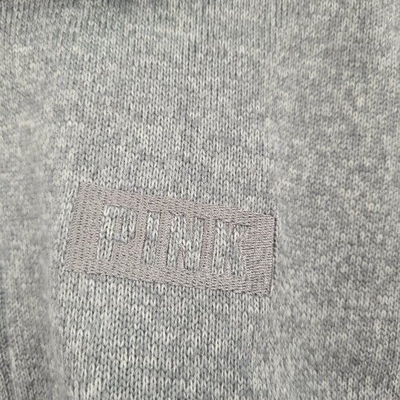 PINK Victoria's Secret Half Zip Sweater Knit Cropped Pullover Sweatshirt  Gray - Picture 9 of 12